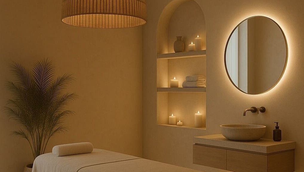 NIHETSKN spa room with candles and mirror in Abuja, Federal Capital Territory, NG.