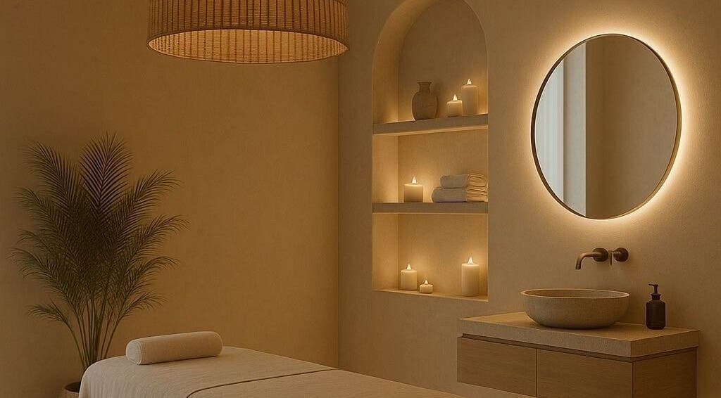 NIHETSKN spa room with candles and mirror in Abuja, Federal Capital Territory, NG.