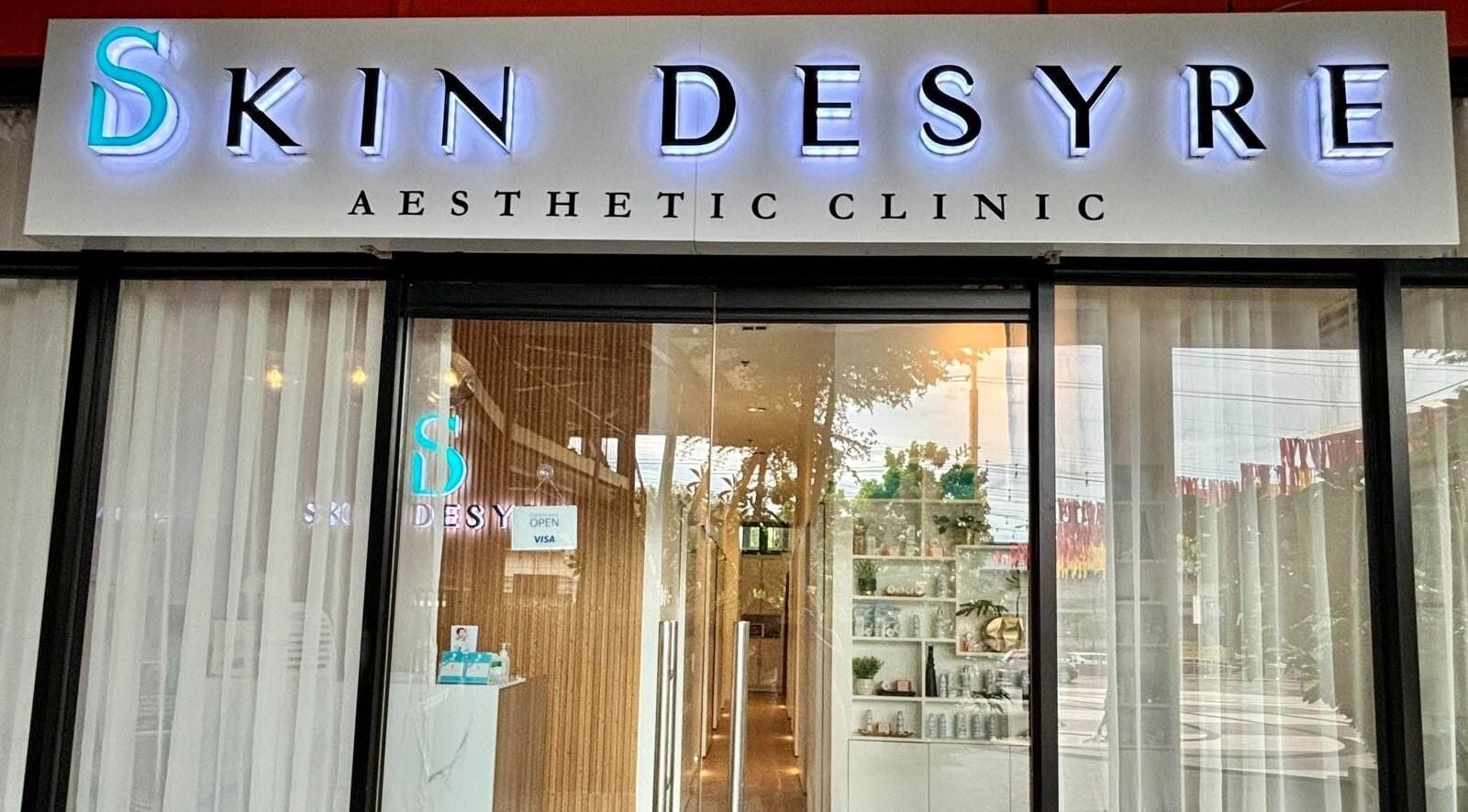 Front view of Skin Desyre Aesthetic Clinic - Cainta, Calabarzon, PH showcasing modern design with glass doors.