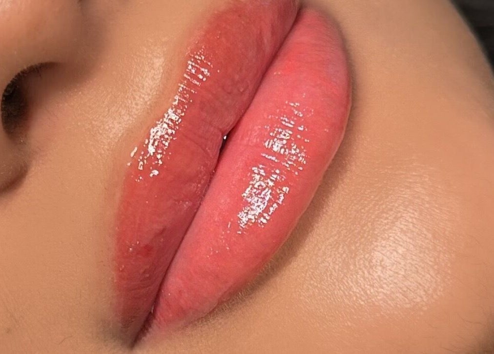 Close-up of glossy lips at Got2BeLashedx, Bradford, England, GB, showcasing expert beauty services.