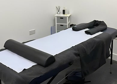 Relaxing massage table setup at Caitlin May Massage, Lichfield, England, GB.