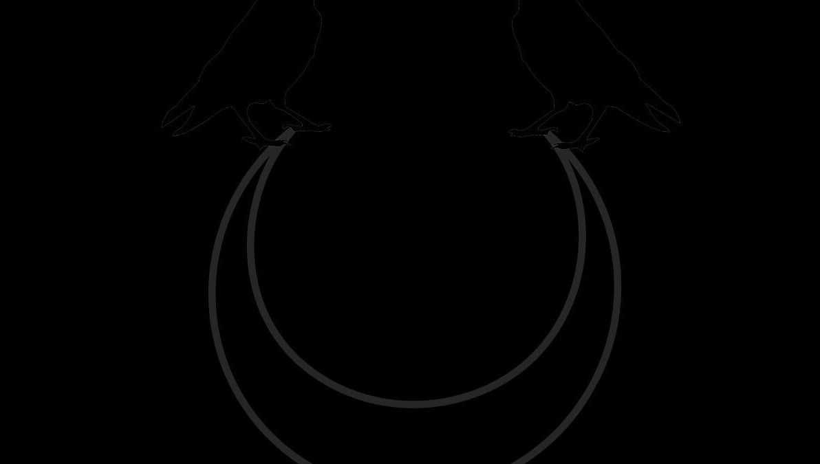 Silhouette of two ravens perched, symbolizing Rook and Raven Nail Co. in Saltsburg, Pennsylvania, US.