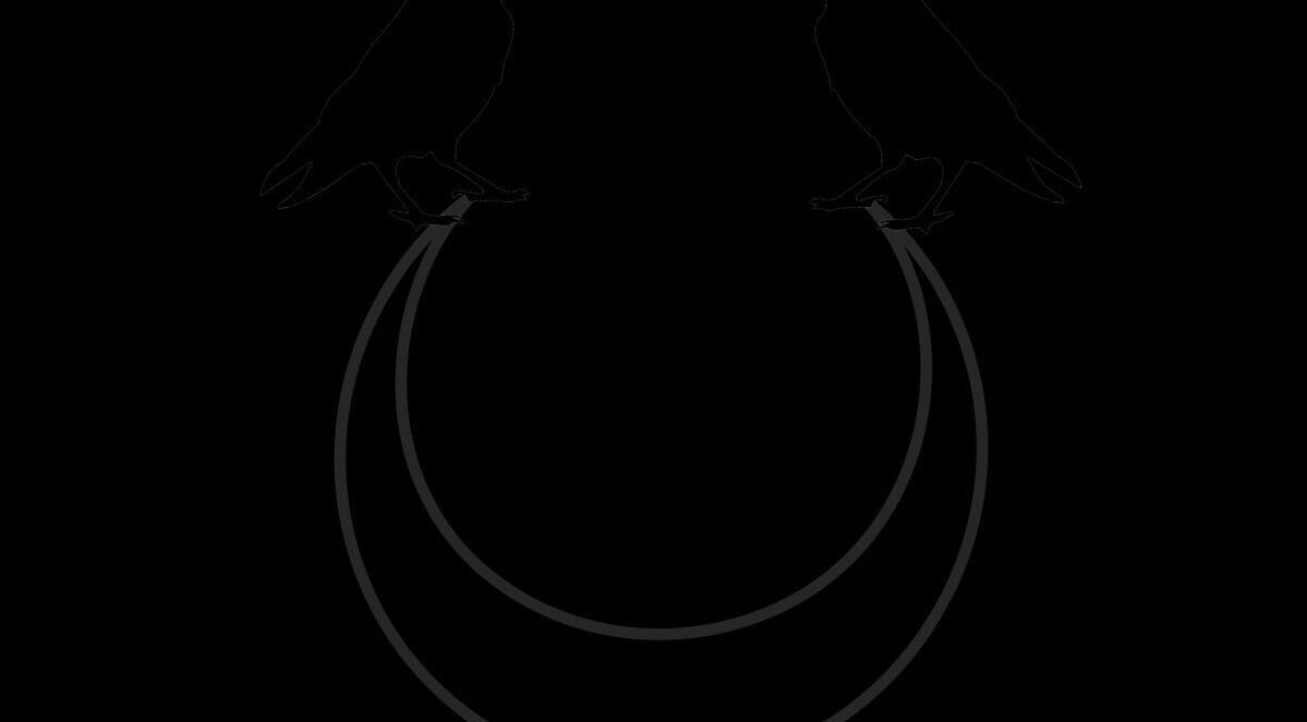 Silhouette of two ravens perched, symbolizing Rook and Raven Nail Co. in Saltsburg, Pennsylvania, US.