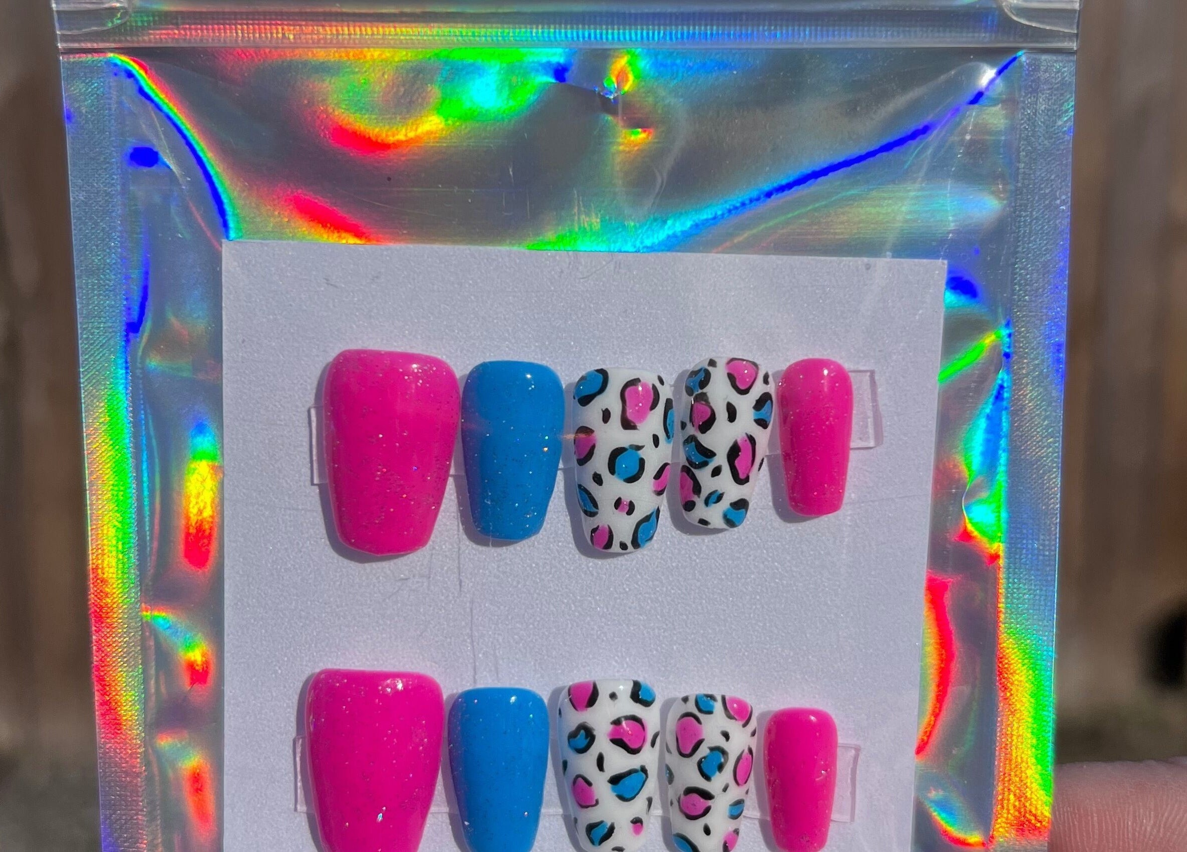 Colorful nail art display at Rook and Raven Nail Co., Saltsburg, Pennsylvania, US.