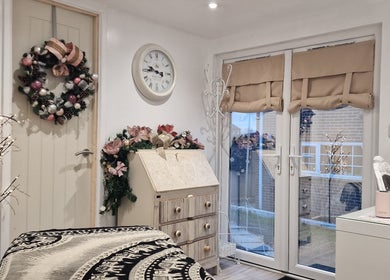 Chic treatment room with elegant decor at J'adore Beauty Rooms, Normanton, England, GB.