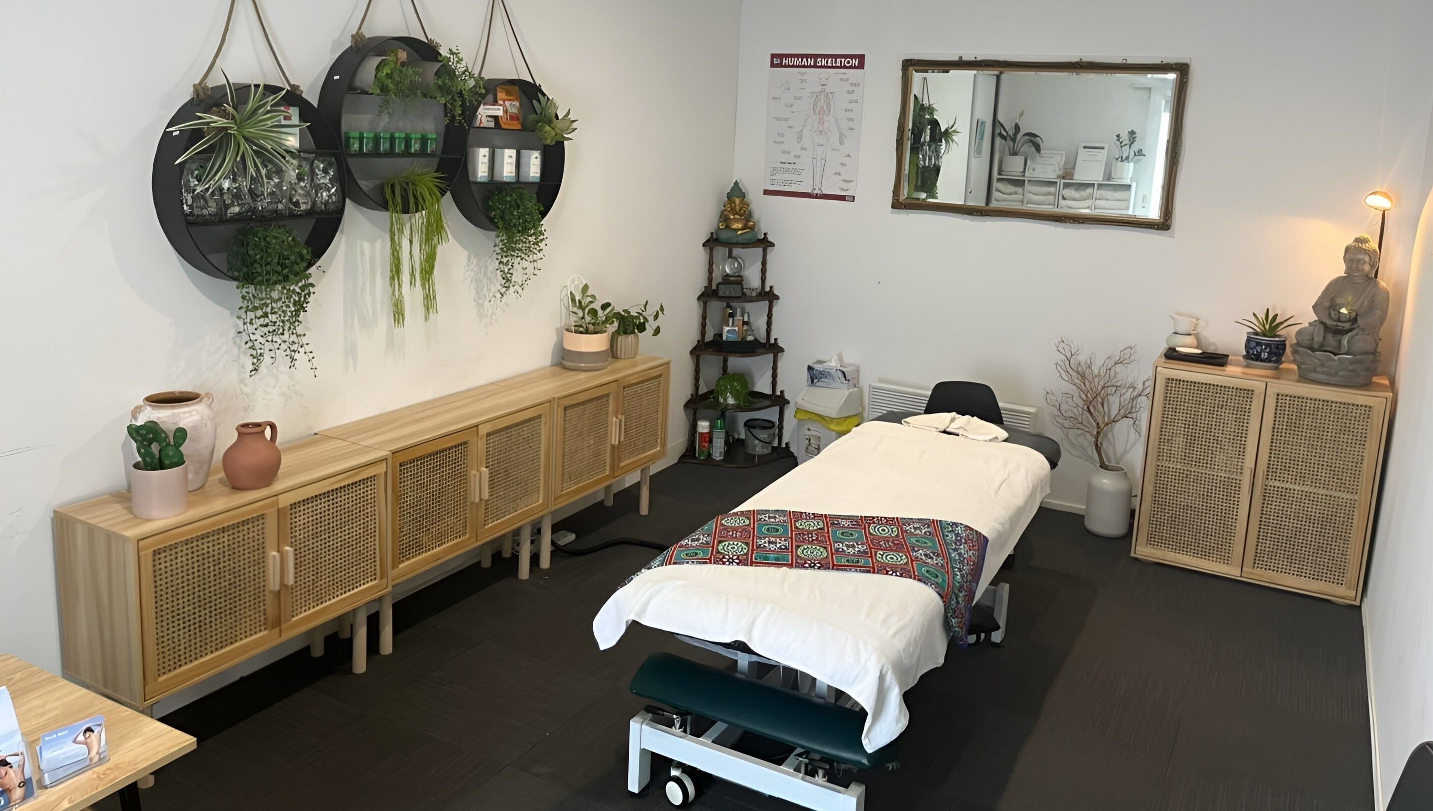 Relaxing treatment room at Muscle Relief, Narre Warren South, Victoria, AU with a massage table and tranquil decor.