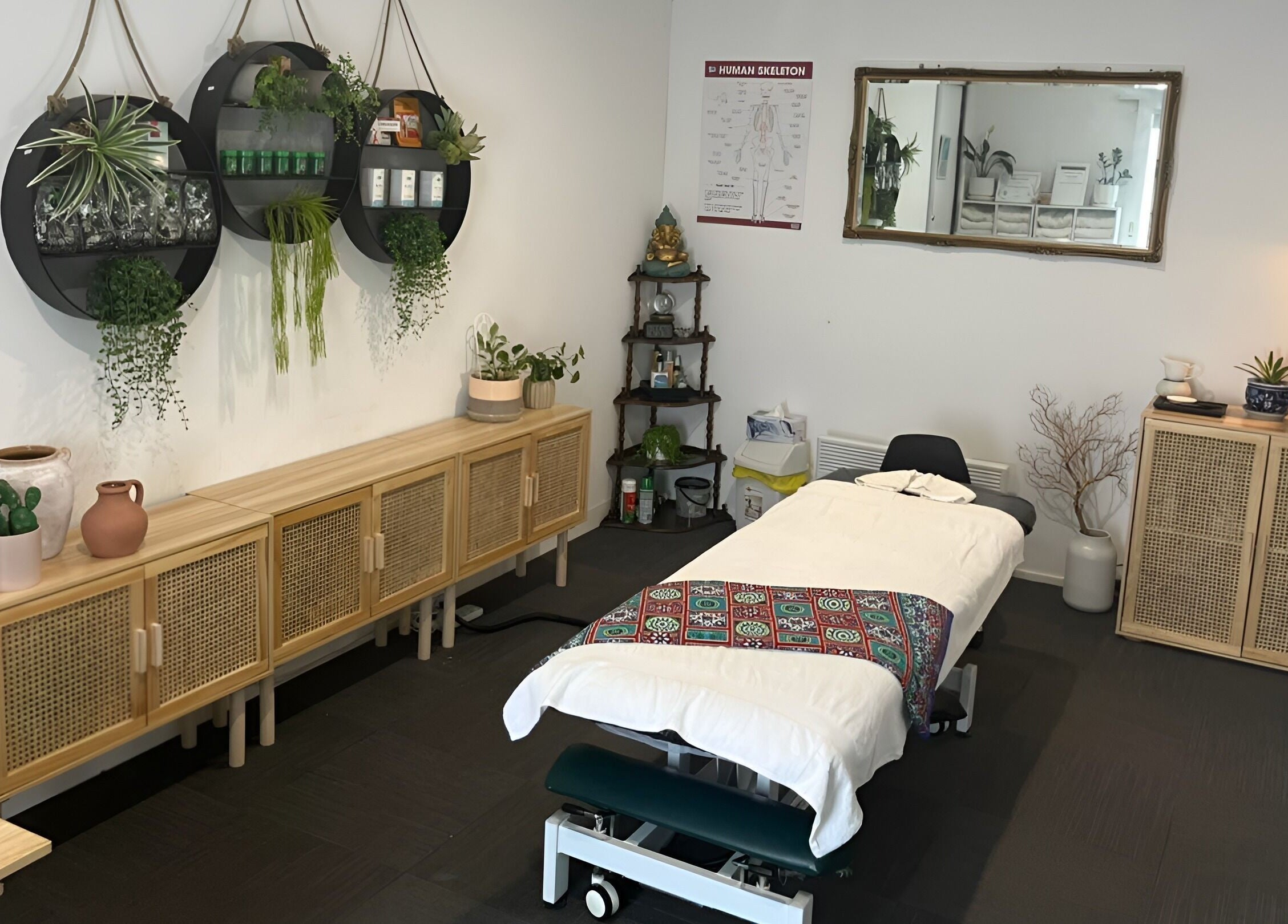 Relaxing treatment room at Muscle Relief, Narre Warren South, Victoria, AU with a massage table and tranquil decor.