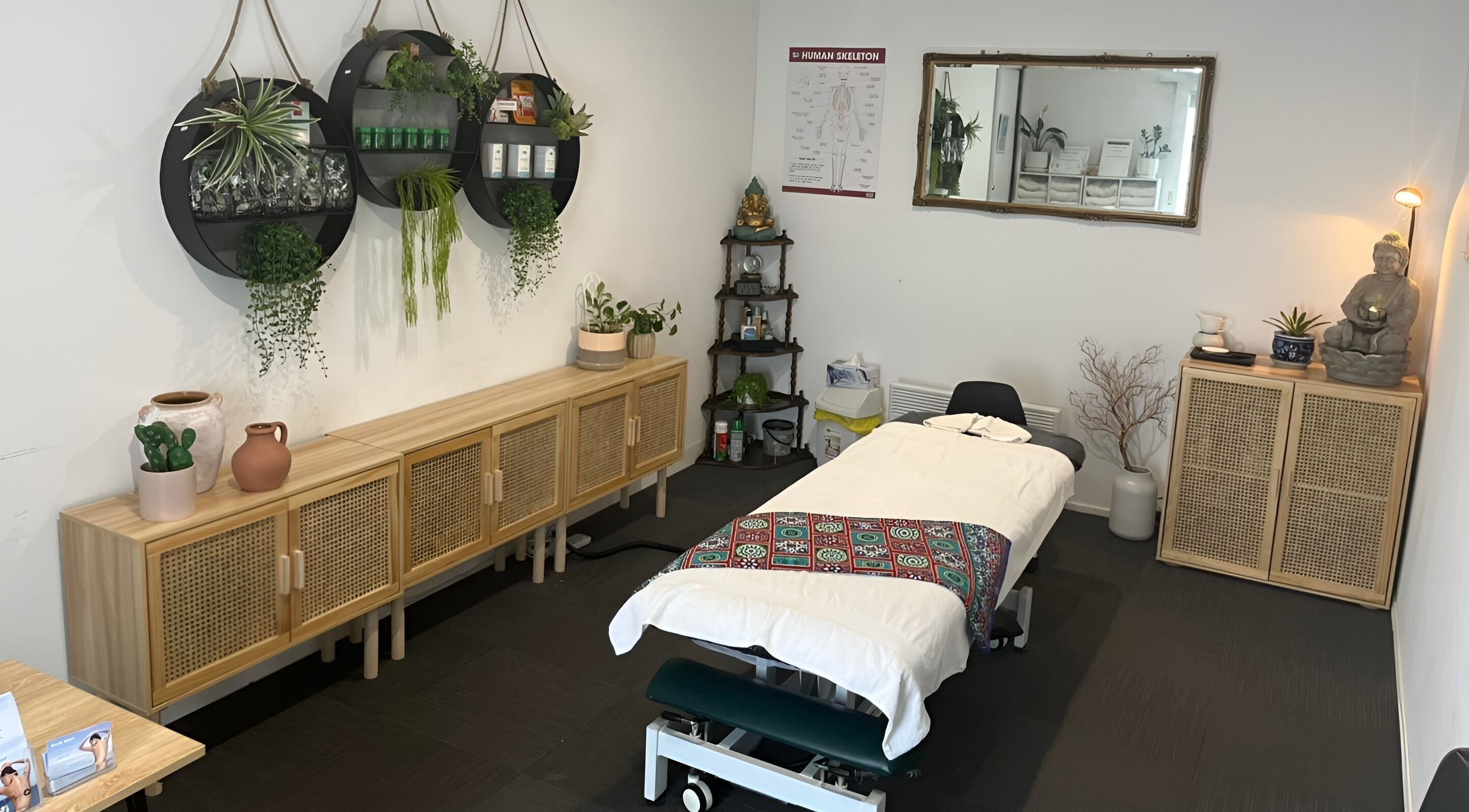 Relaxing treatment room at Muscle Relief, Narre Warren South, Victoria, AU with a massage table and tranquil decor.