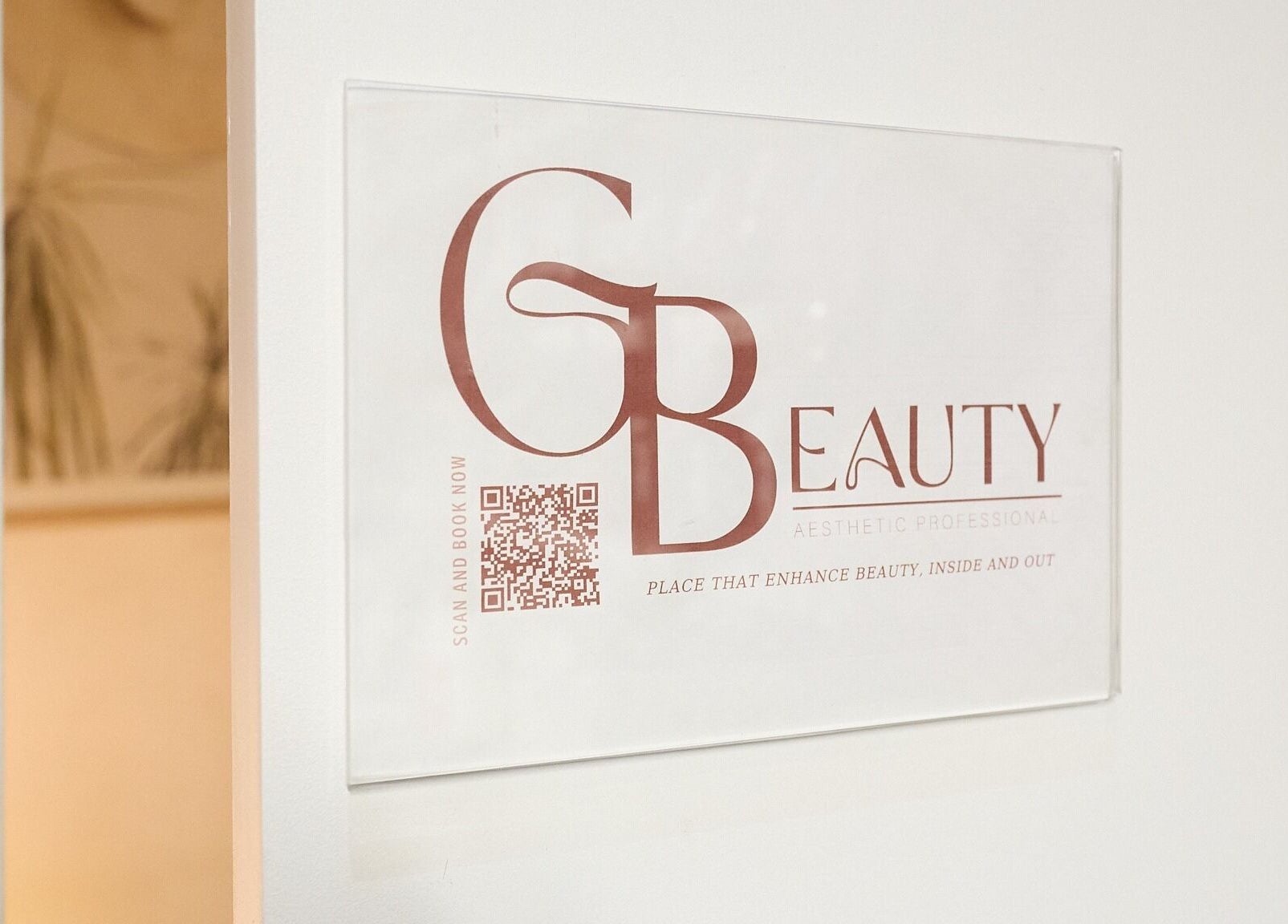 Gbeauty entrance sign at Surry Hills, New South Wales, AU showcasing aesthetic professional services.