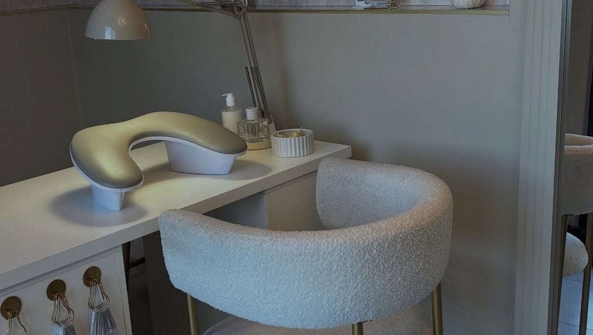 Cozy nail salon setup at Nails by Evangelia, Pontefract, England, GB showcasing comfortable seating and elegant decor.