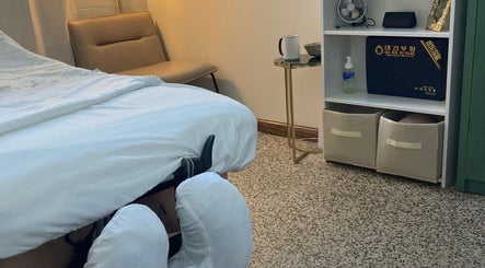 Tranquil massage room at Good Moon Bodywork (Jaz Frazier, LMT) in Buffalo, New York, US.