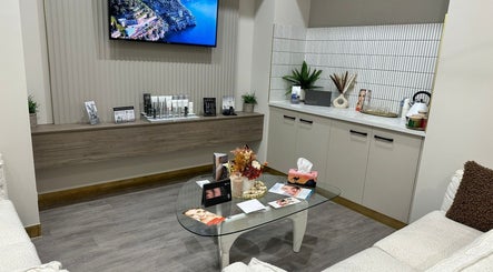 Cozy interior of Allure Beauty and Aesthetics, Murray Bridge, South Australia, featuring skincare displays.