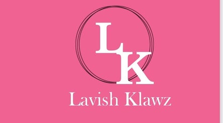 Logo of Lavish Klawz and Nail Supplies Limited in Kingston, St. Andrew Parish, JM with pink background.