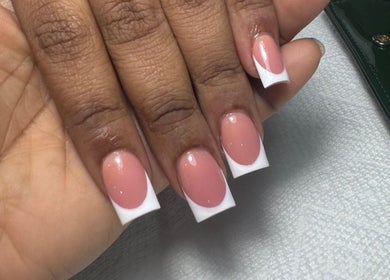 Elegant French manicure at Lavish Klawz and Nail Supplies Limited, Kingston, St. Andrew Parish, JM.