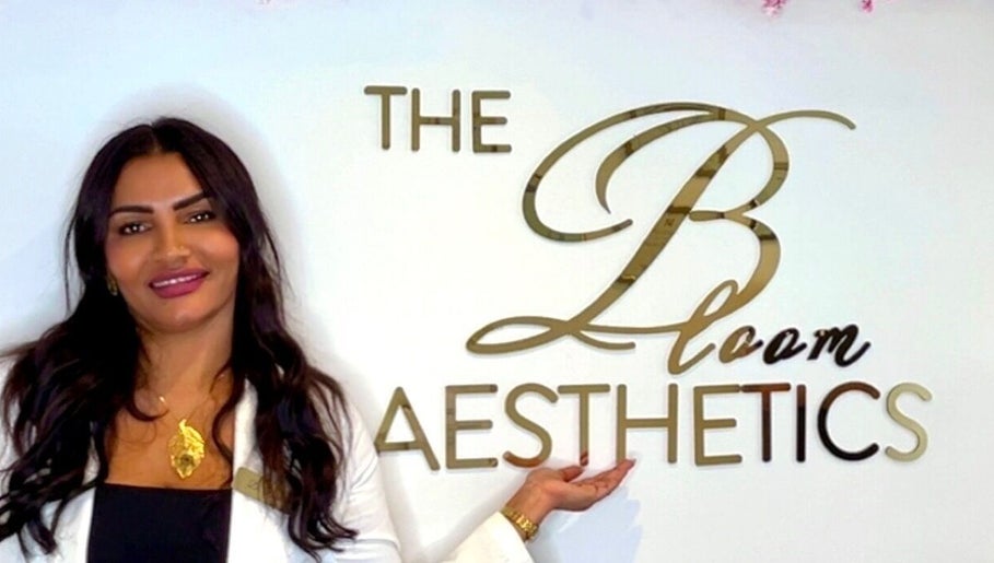 The Bloom Aesthetics sign in Hereford, England, GB highlighting beauty and wellness services.