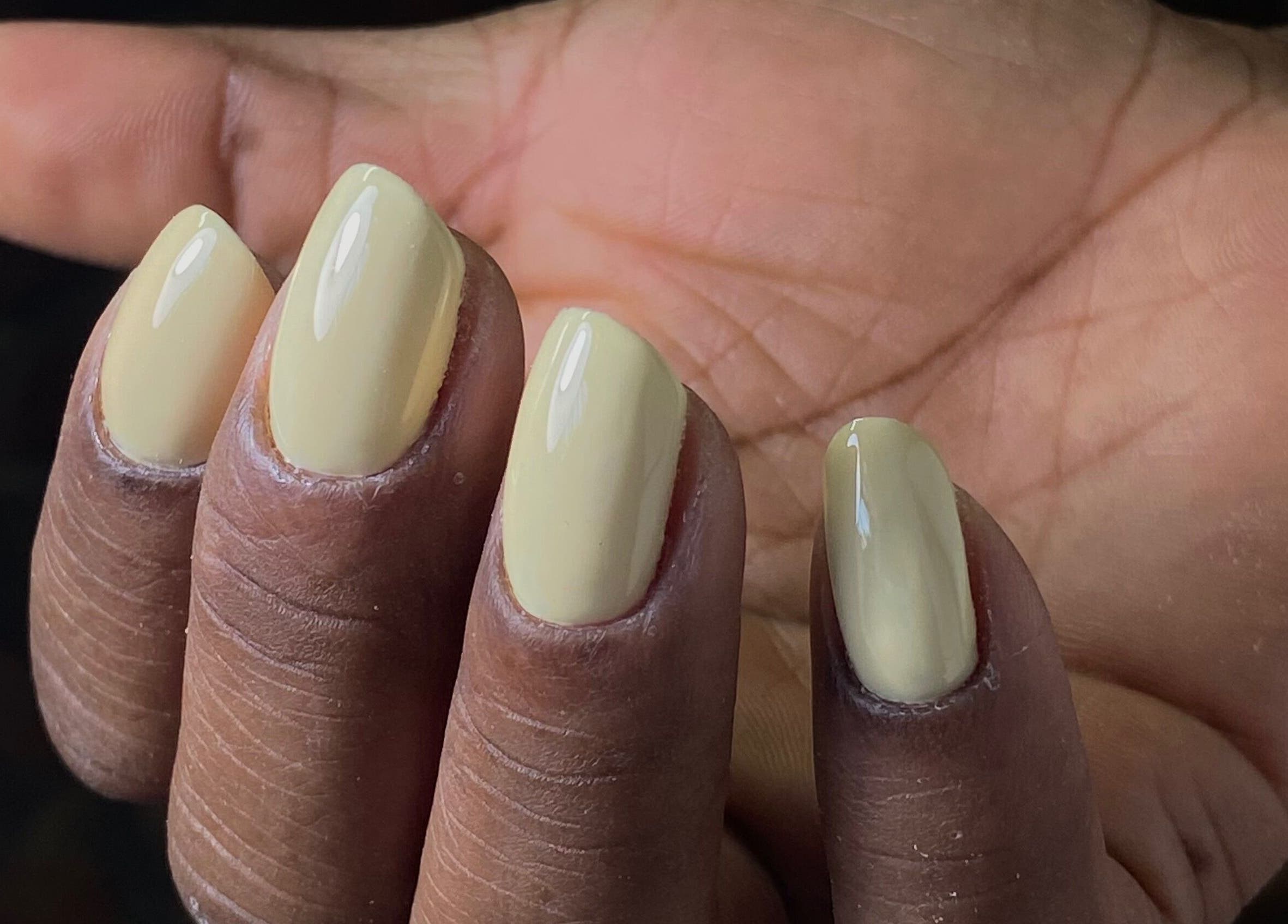 Stylish cream-colored nails by Gels by Mari, Rustenburg, North West, ZA.