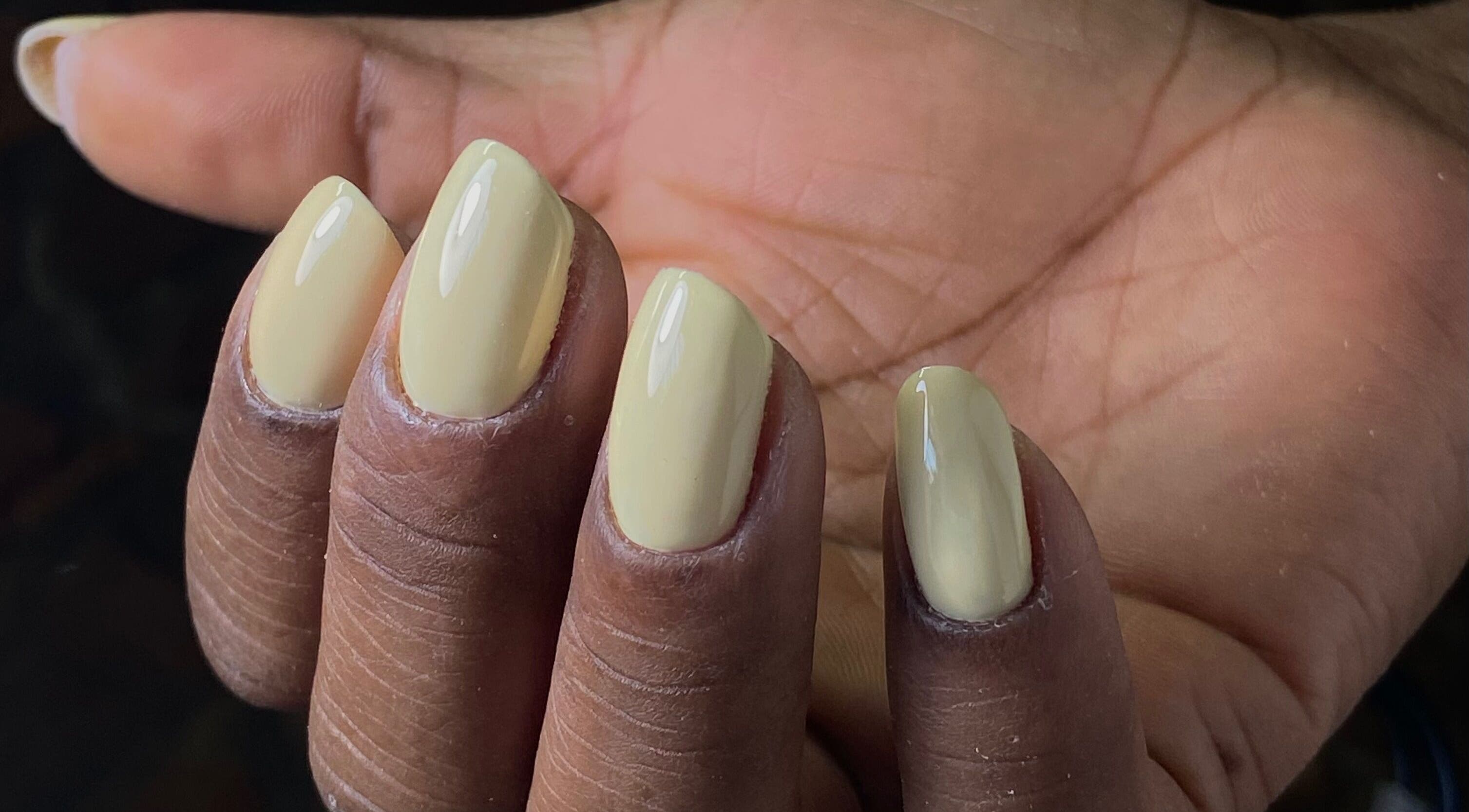 Stylish cream-colored nails by Gels by Mari, Rustenburg, North West, ZA.