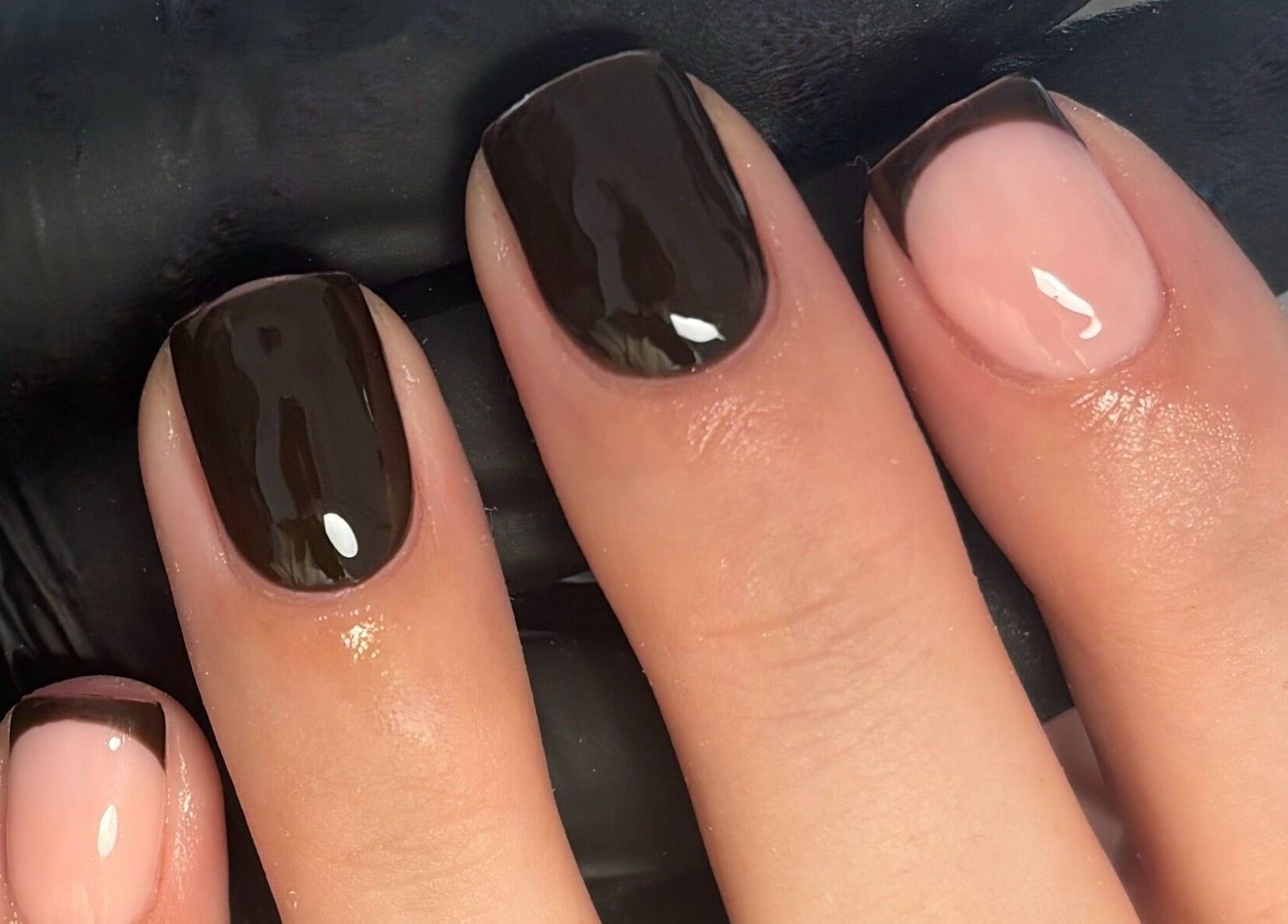 Stylish black manicure by Nailed it. by Libby Randall in Rugeley, England, GB.