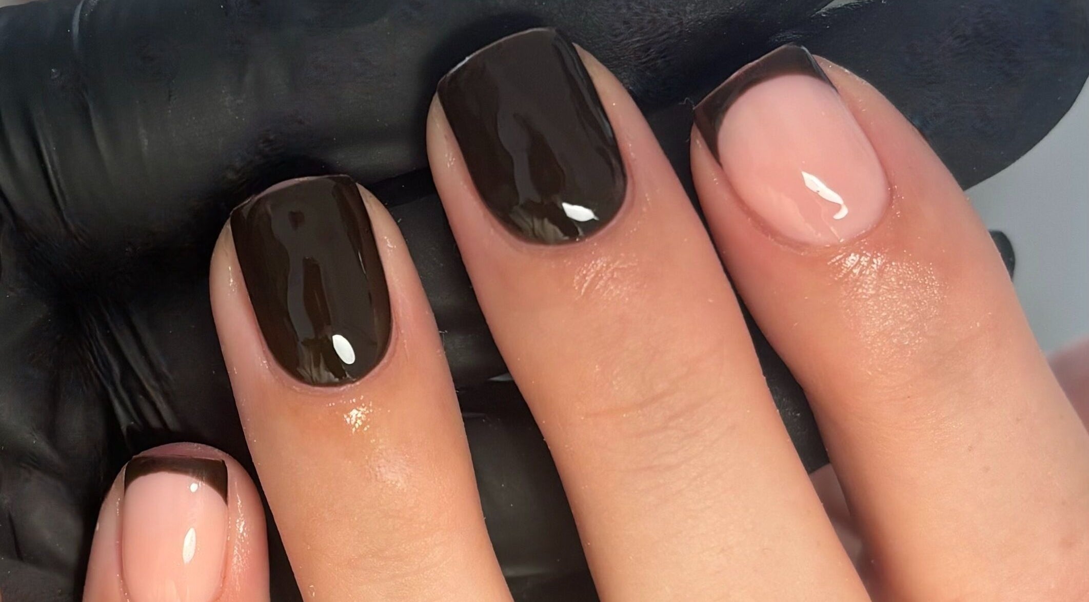 Stylish black manicure by Nailed it. by Libby Randall in Rugeley, England, GB.