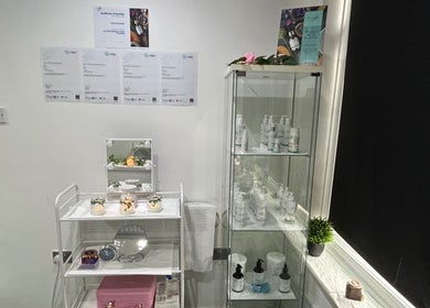Product display at Divine Touch, Wolverhampton, England, GB showcasing beauty essentials.