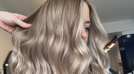 Close-up of shiny blonde waves at Blended Hair Collective, Harrogate, England, GB.