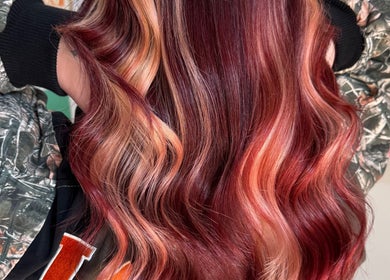 Vibrant auburn waves styled at JH social, Nichols Point, Victoria, AU showcasing rich color variation.
