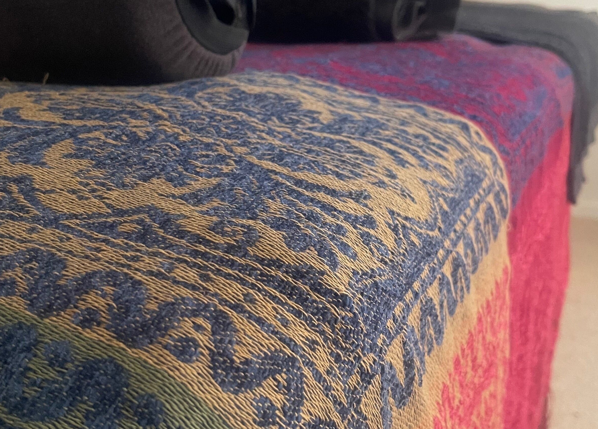 Intricate patterned massage table cover at The Body Lab, Richmond, Tasman Region, NZ.
