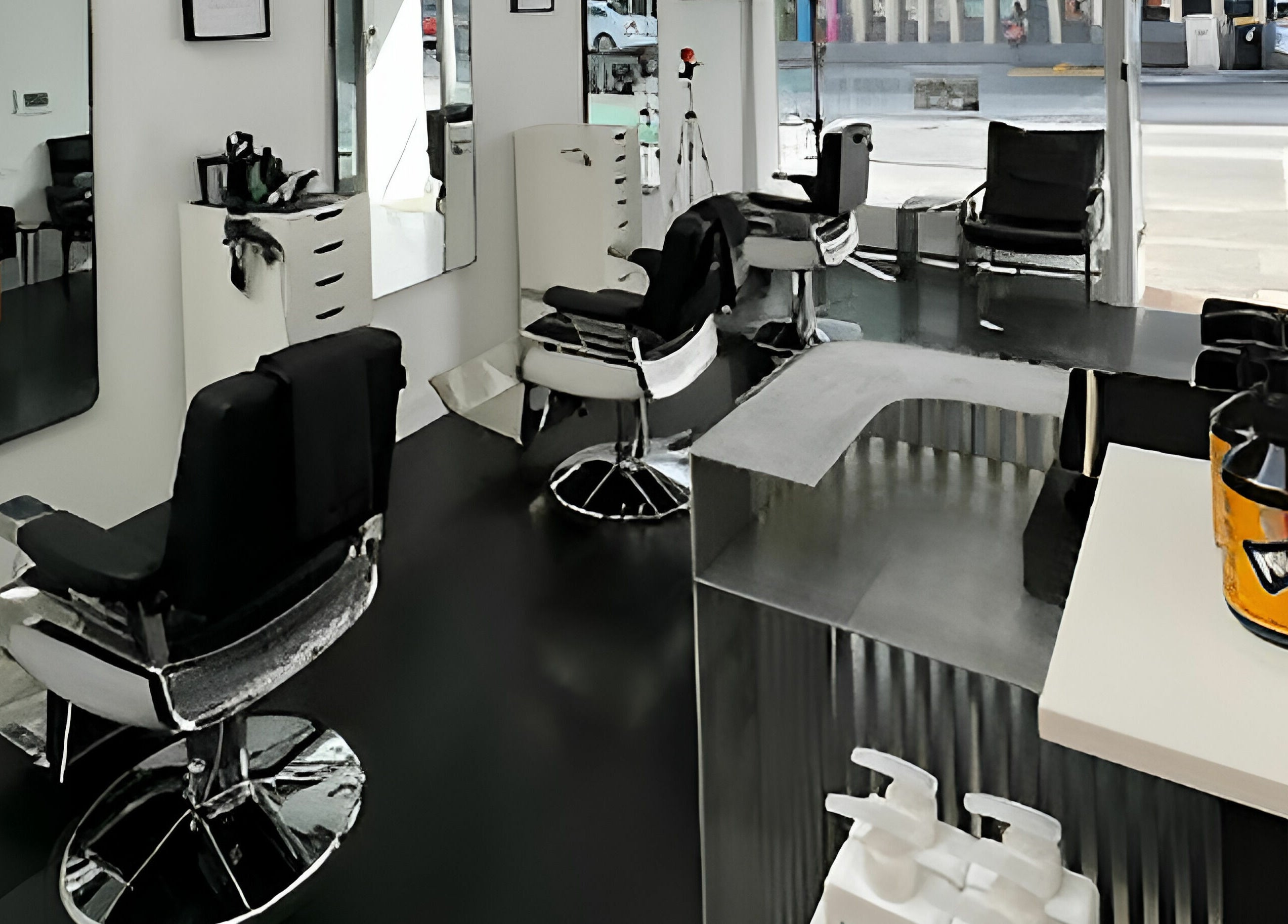 Sleek Back salon interior featuring modern chairs and mirrors in Melbourne, Victoria, AU.