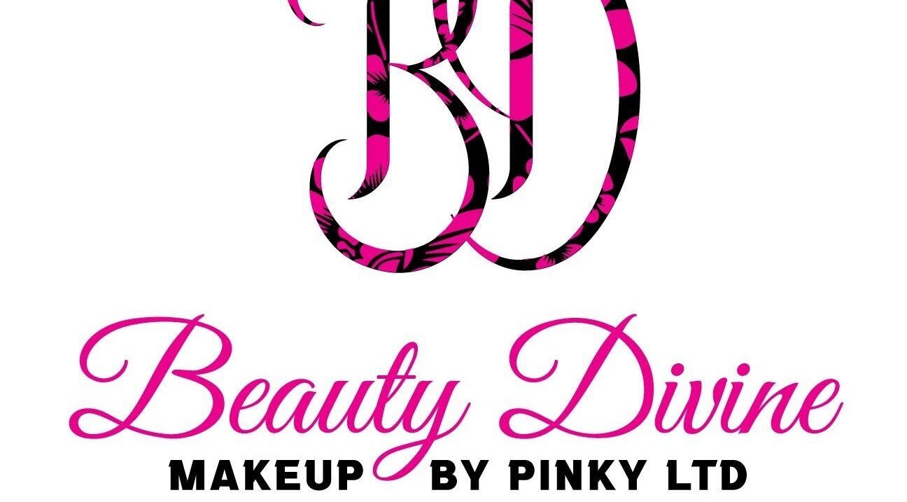 Beauty Divine Makeup by Pinky Ltd logo, Grand Bazaar, TT. Pink and black stylish design.