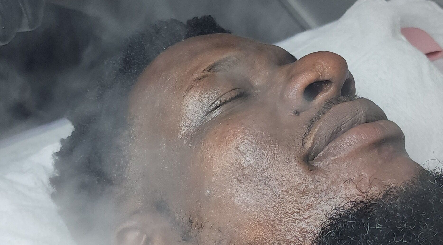 Relaxing steam facial at Zen Eden Lounge and Spa, Montego Bay, St. James Parish, JM.