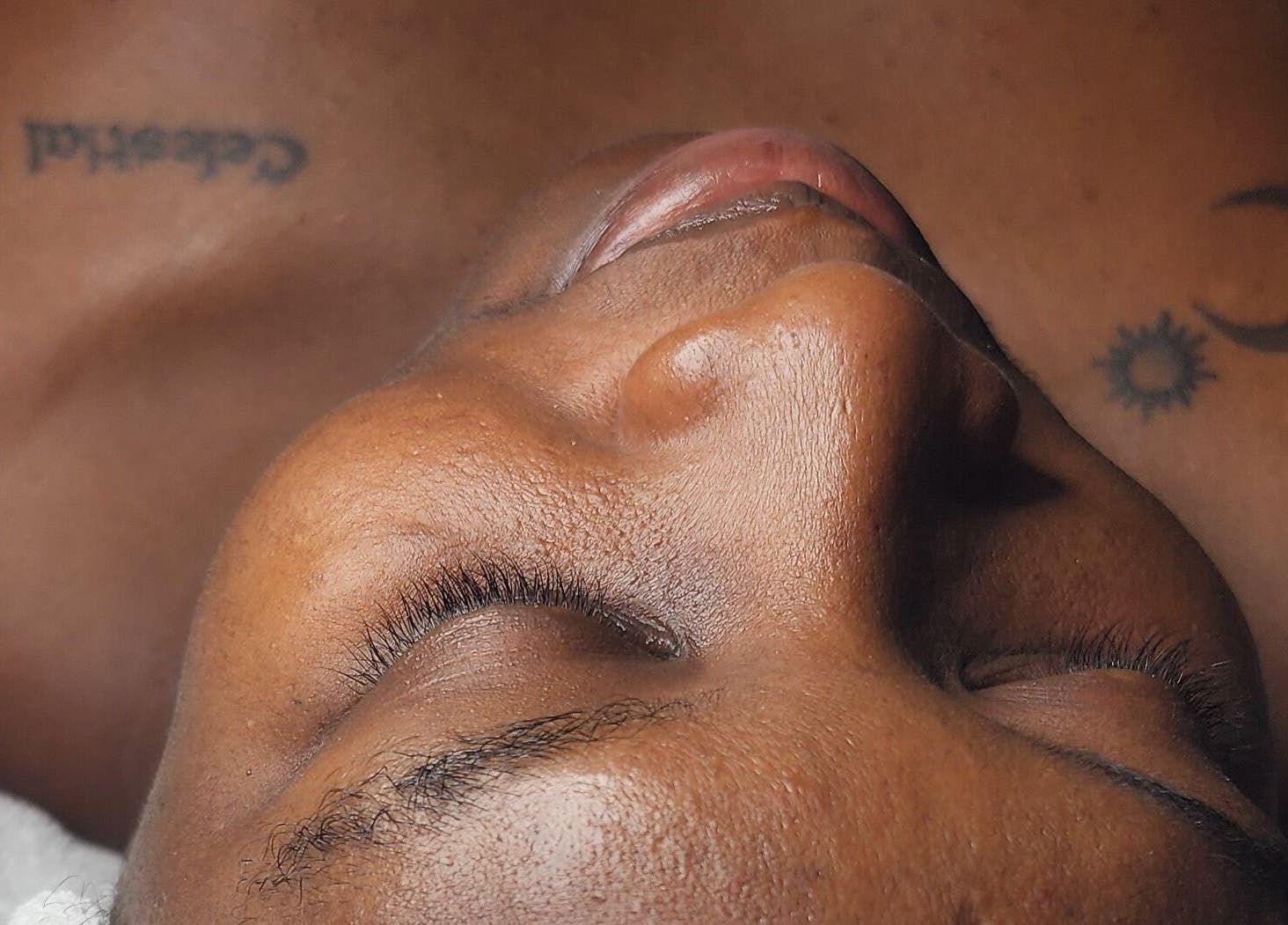 Relaxed individual enjoying spa at Zen Eden Lounge and Spa, Montego Bay, St. James Parish, JM.