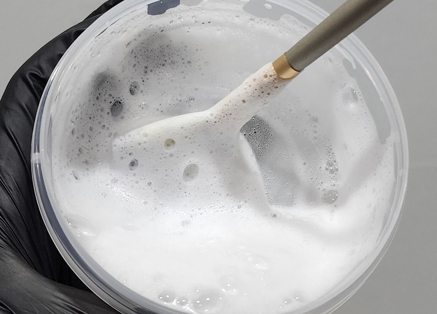 Mixing creamy foam at Zen Eden Lounge and Spa in Montego Bay, St. James Parish, JM.