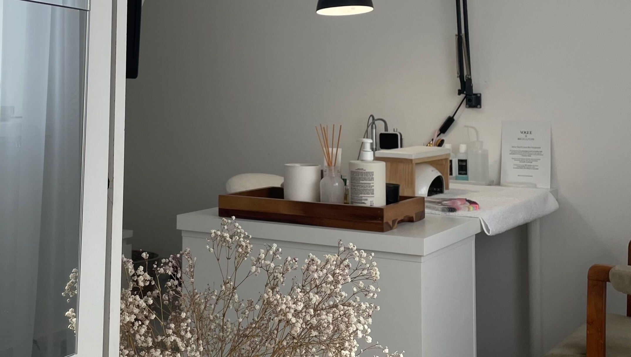 Elegant nail station at Tahliah Nails, Hull, England, GB, featuring clean decor and beauty essentials.