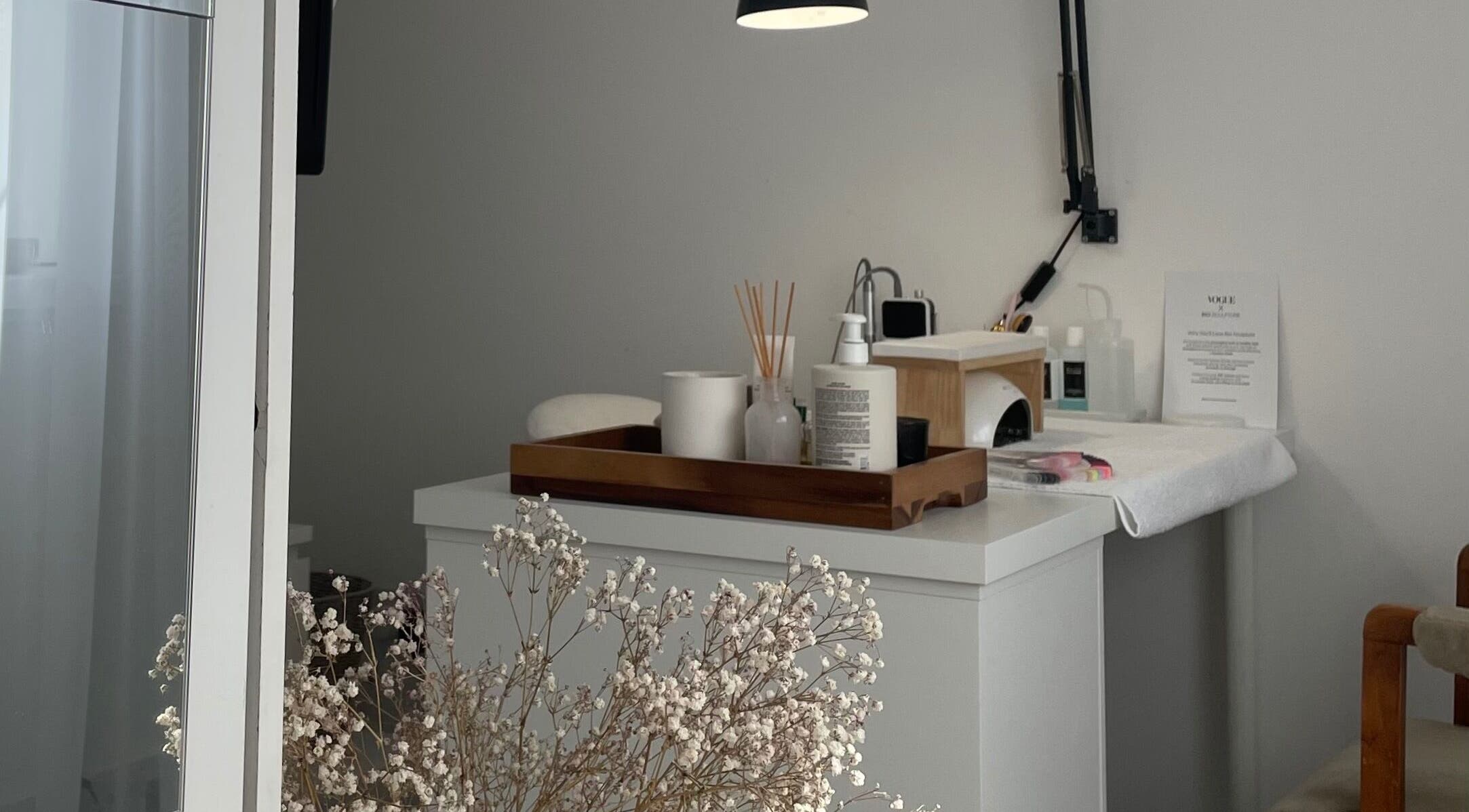 Elegant nail station at Tahliah Nails, Hull, England, GB, featuring clean decor and beauty essentials.