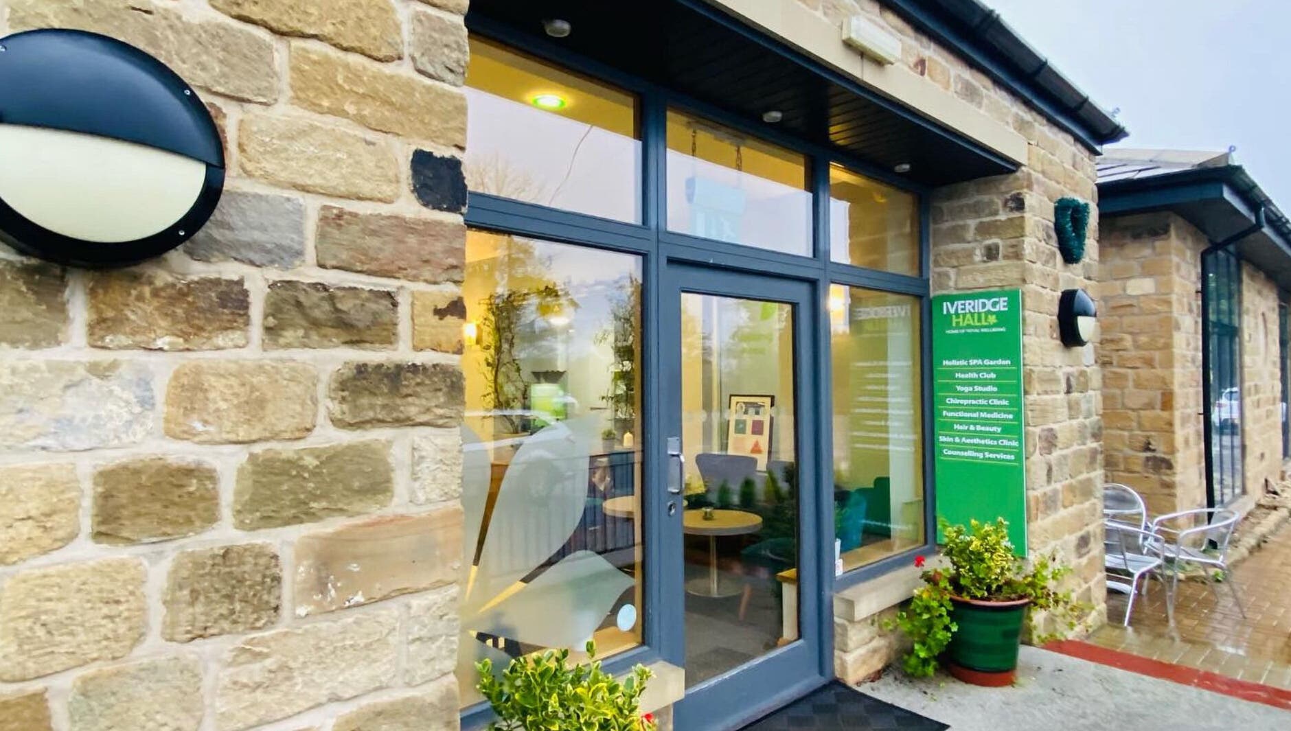 Entrance of Inner Shine healing at Iveridge Hall in Oulton, England, GB. Inviting and serene ambiance.