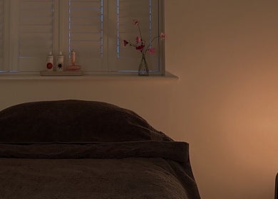 Relaxing massage room at Rosie Holland Holistic Massage, Shipston-on-Stour, England, GB, with warm lighting.