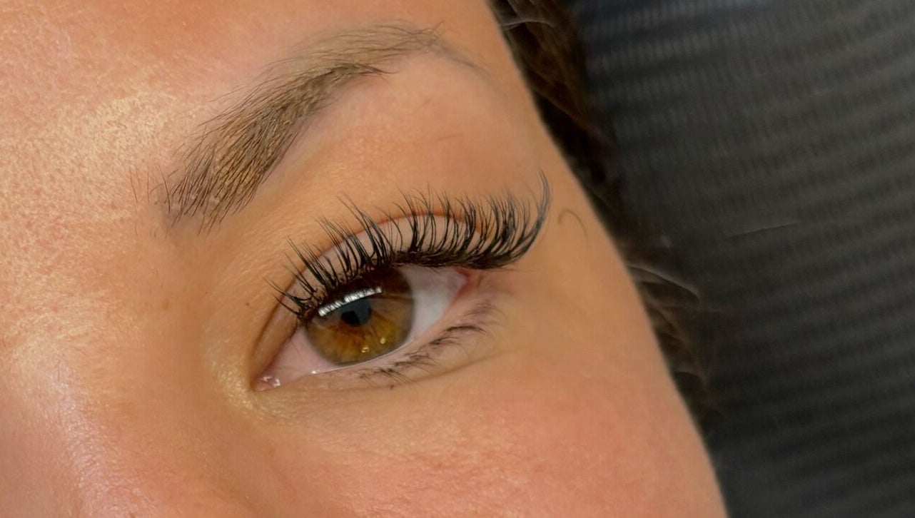 Close-up of beautifully enhanced lashes at Lily’s Luxè, Yaxley, England, GB.