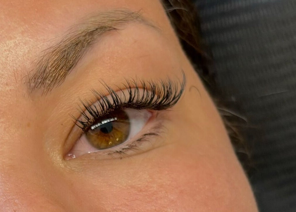 Close-up of beautifully enhanced lashes at Lily’s Luxè, Yaxley, England, GB.