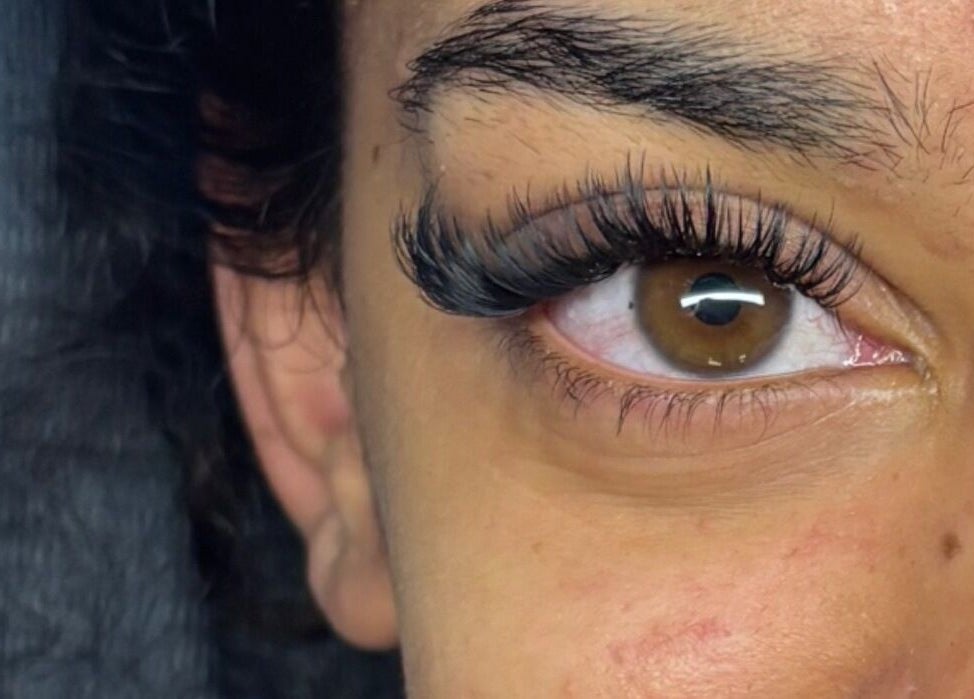 Detailed view of eyelash extensions at Lily’s Luxè, Yaxley, England, GB.