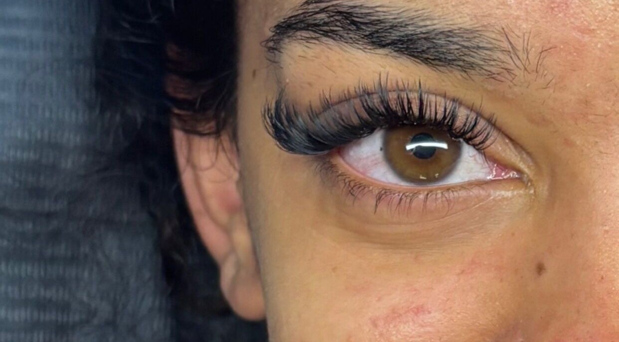 Detailed view of eyelash extensions at Lily’s Luxè, Yaxley, England, GB.