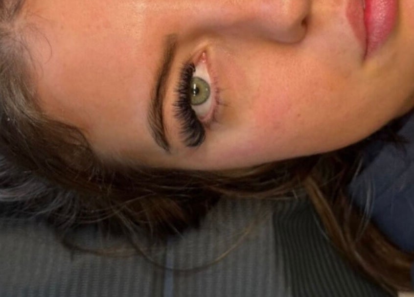 Close-up of eyelash extensions at Lily’s Luxè, Yaxley, England, GB enhancing natural beauty.