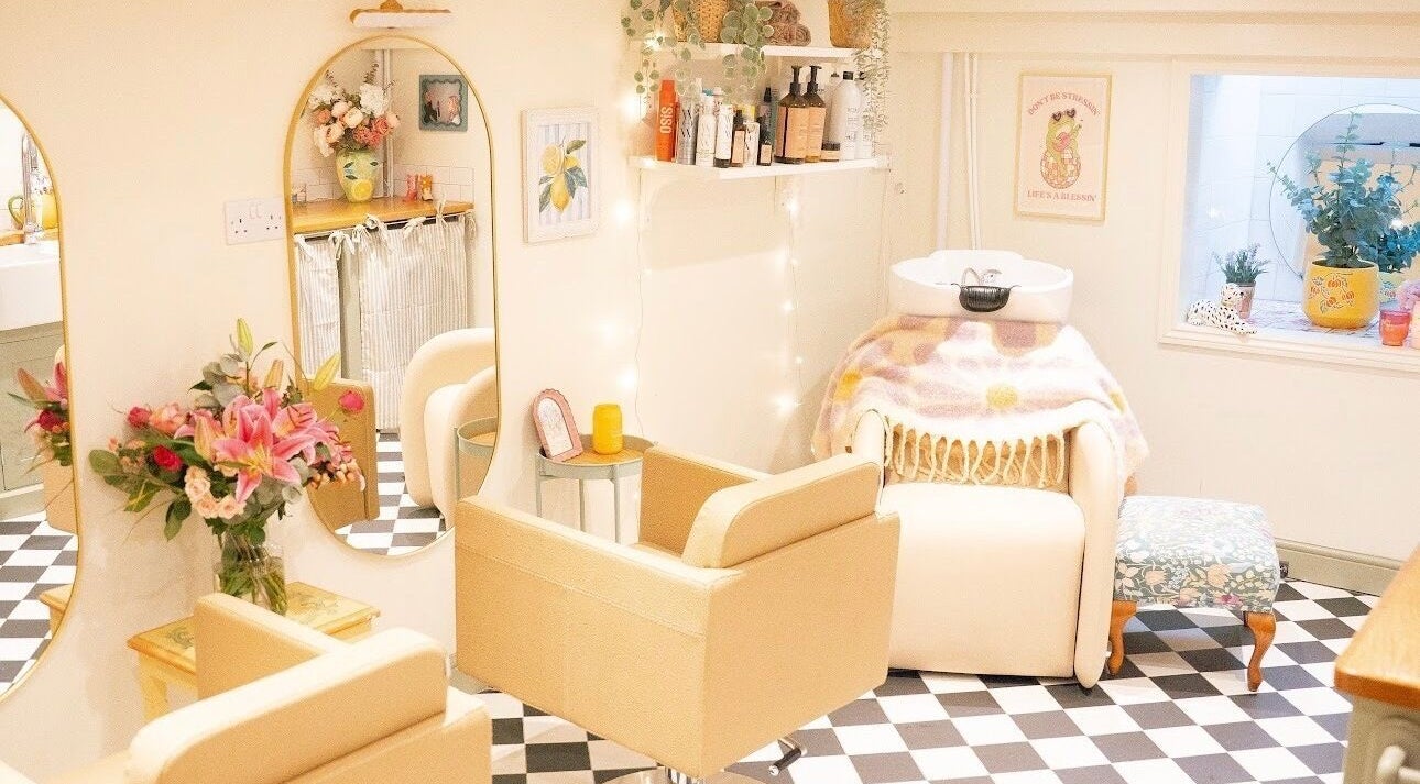 Chic interior of Hair by Natalie Blake in Kilndown, England, with stylish decor and comfortable seating.