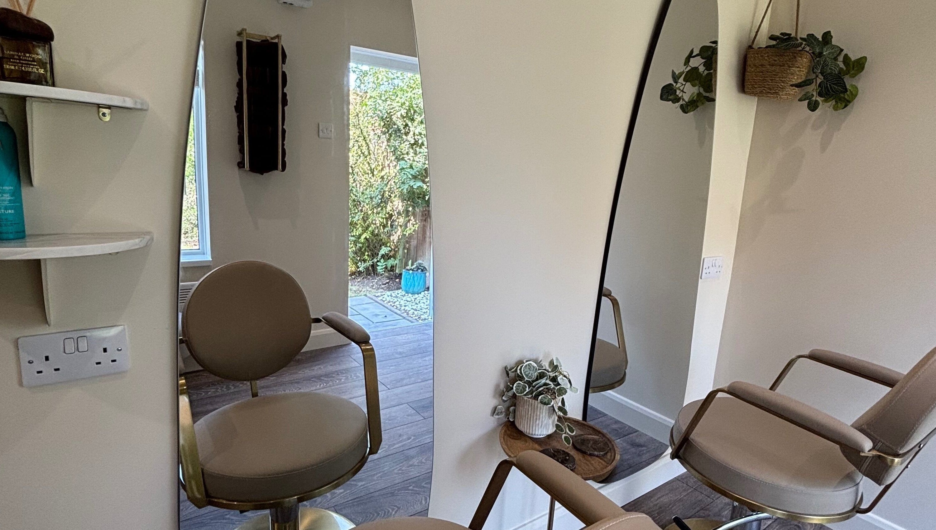 Chic salon chair and mirror at Studio G., Gateshead, England, GB, exuding modern elegance and style.