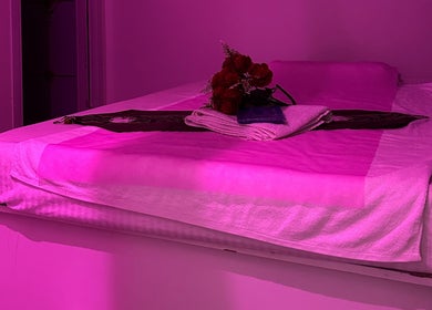 L and Y Salon and SPA for Man - Musaffah Massage bed setup, Abu Dhabi, AE, with relaxing ambiance.