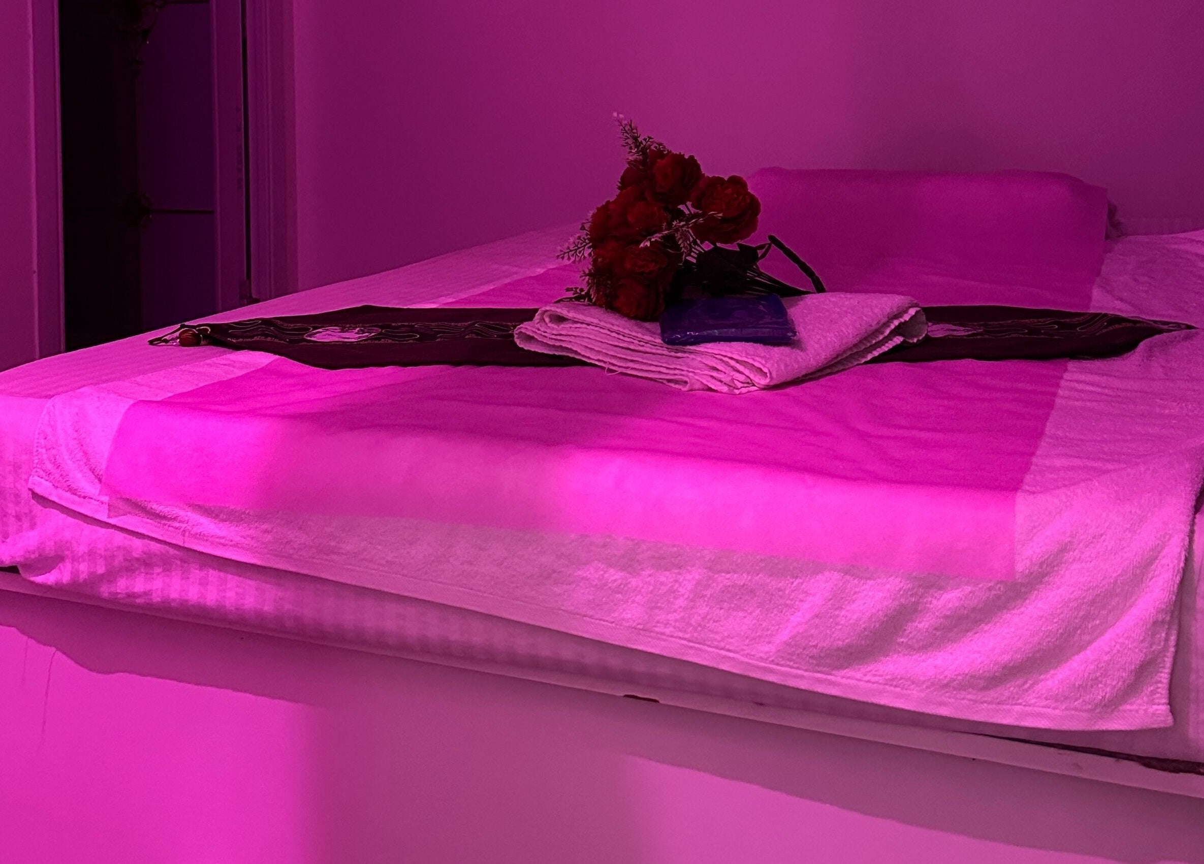 L and Y Salon and SPA for Man - Musaffah Massage bed setup, Abu Dhabi, AE, with relaxing ambiance.