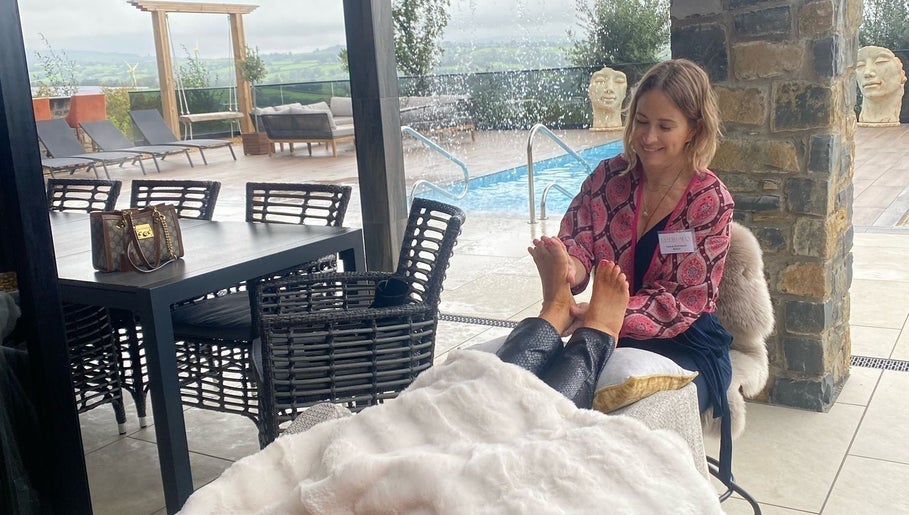 Foot massage at TUESDAYS Mobile Therapist, Bridgend County, Kenfig Hill, Wales, GB with scenic views.
