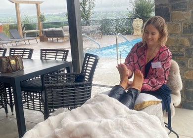 Foot massage at TUESDAYS Mobile Therapist, Bridgend County, Kenfig Hill, Wales, GB with scenic views.