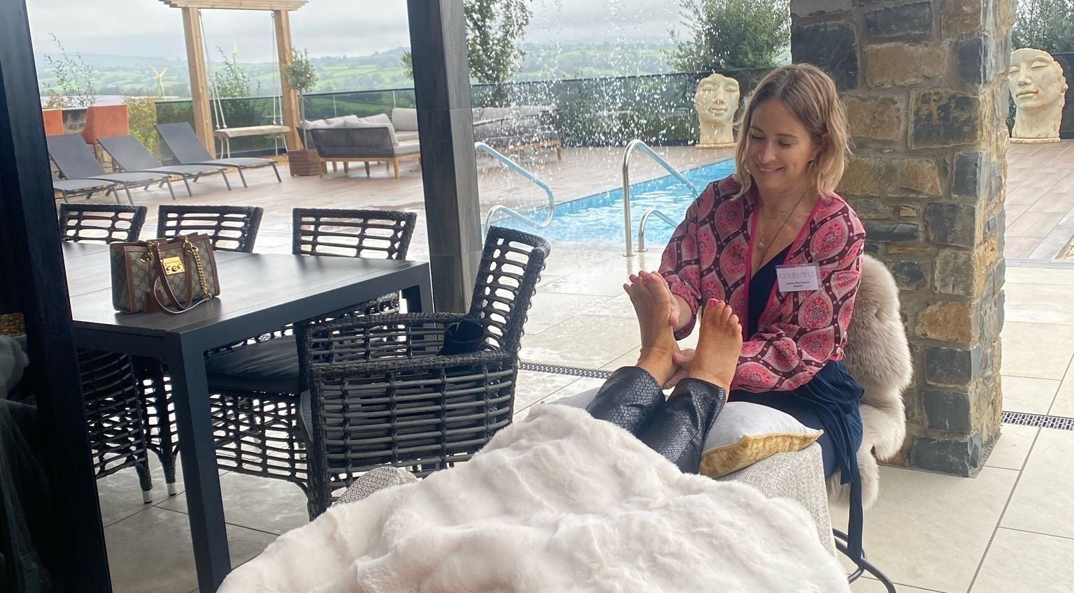 Foot massage at TUESDAYS Mobile Therapist, Bridgend County, Kenfig Hill, Wales, GB with scenic views.