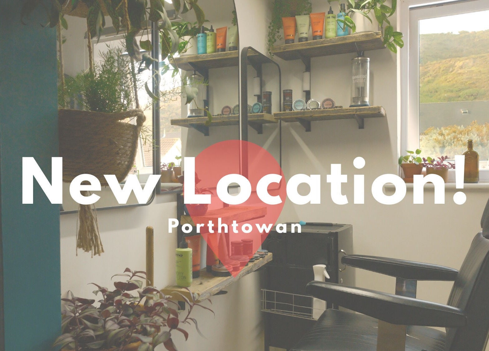 Relaxing salon corner at Dan Blakemore, Truro, England, GB with plants and natural light.