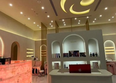 Elegant interior of HOME SERVICE - PINK PLASTIC SALON, Dubai, Dubai, AE, featuring a luxurious reception area.